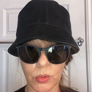 Black shearling buck hat